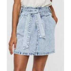 Vero Moda Skirt Katie Bow Light Blue Denim Womens Sz S NEW NWT